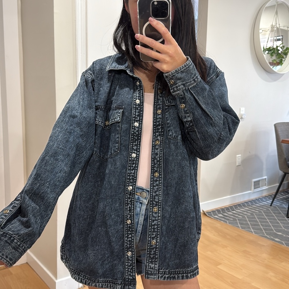 American Eagle Outfitters Dark Denim Shirt